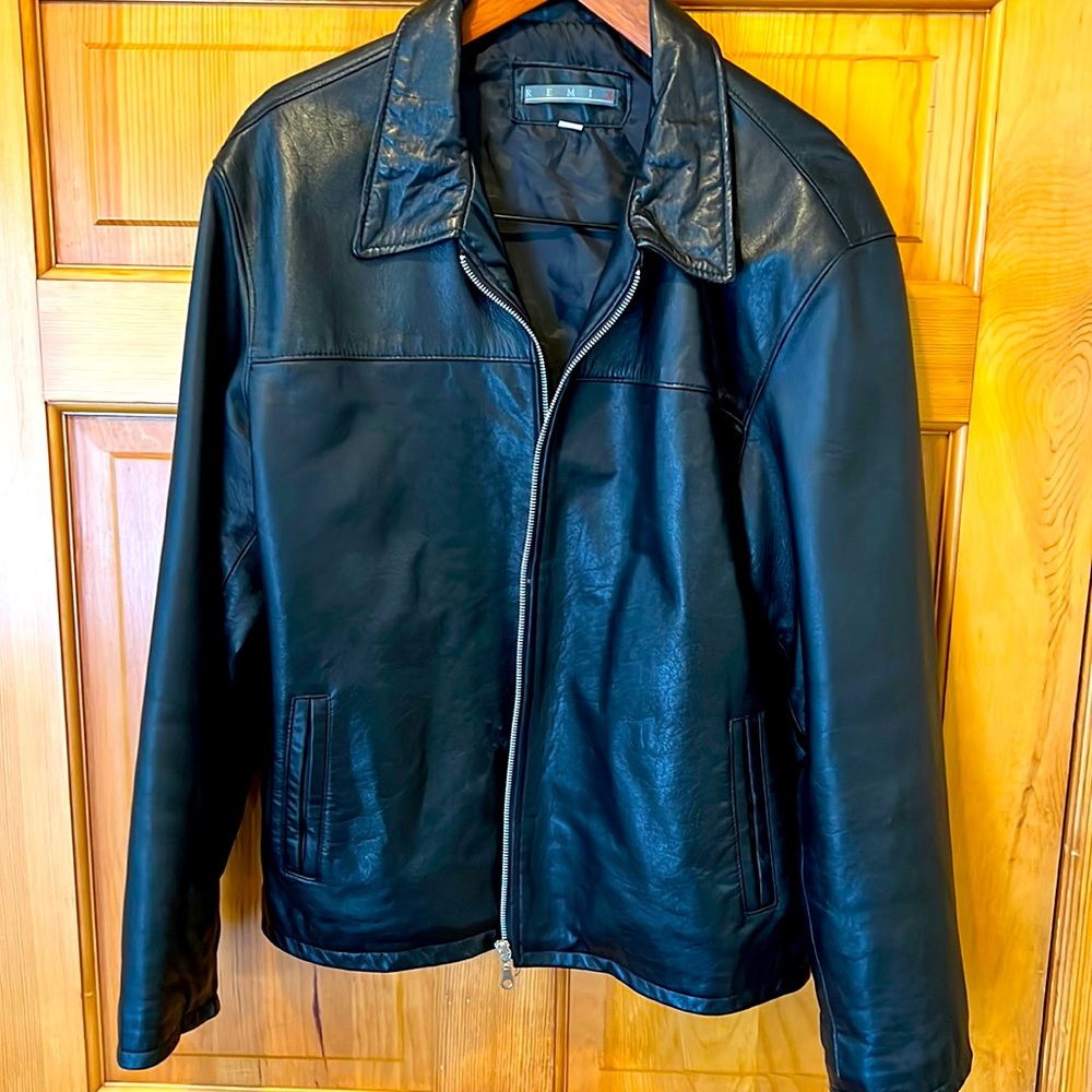 Leather size large bomber jacket